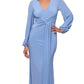 Betsy & Adam Women's Draped V Neck Gown Blue Size 4