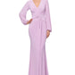Betsy & Adam Women's Draped V Neck Gown Pink Size 6