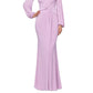 Betsy & Adam Women's Draped V Neck Gown Pink Size 6