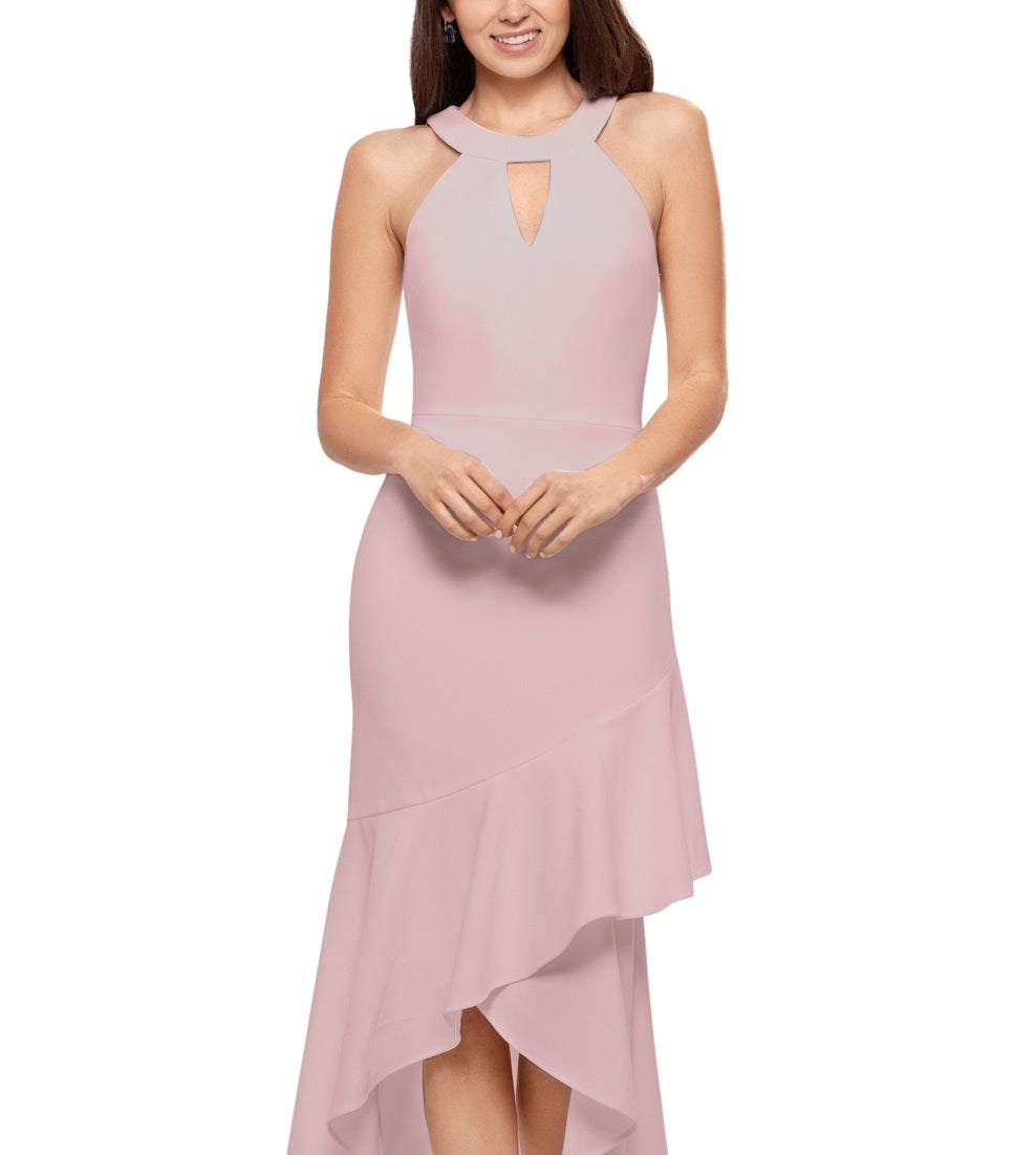 Betsy & Adam Women's Halter Keyhole Gown Pink Size 8
