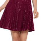 Blondie Nites Women's Sequined Mini Fit & Flare Dress Purple Size 4