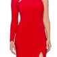 Aqua Women's One Shoulder Gown Red Size 12