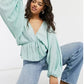 Free People Women's Elouise Blouse Blue Size X-Small