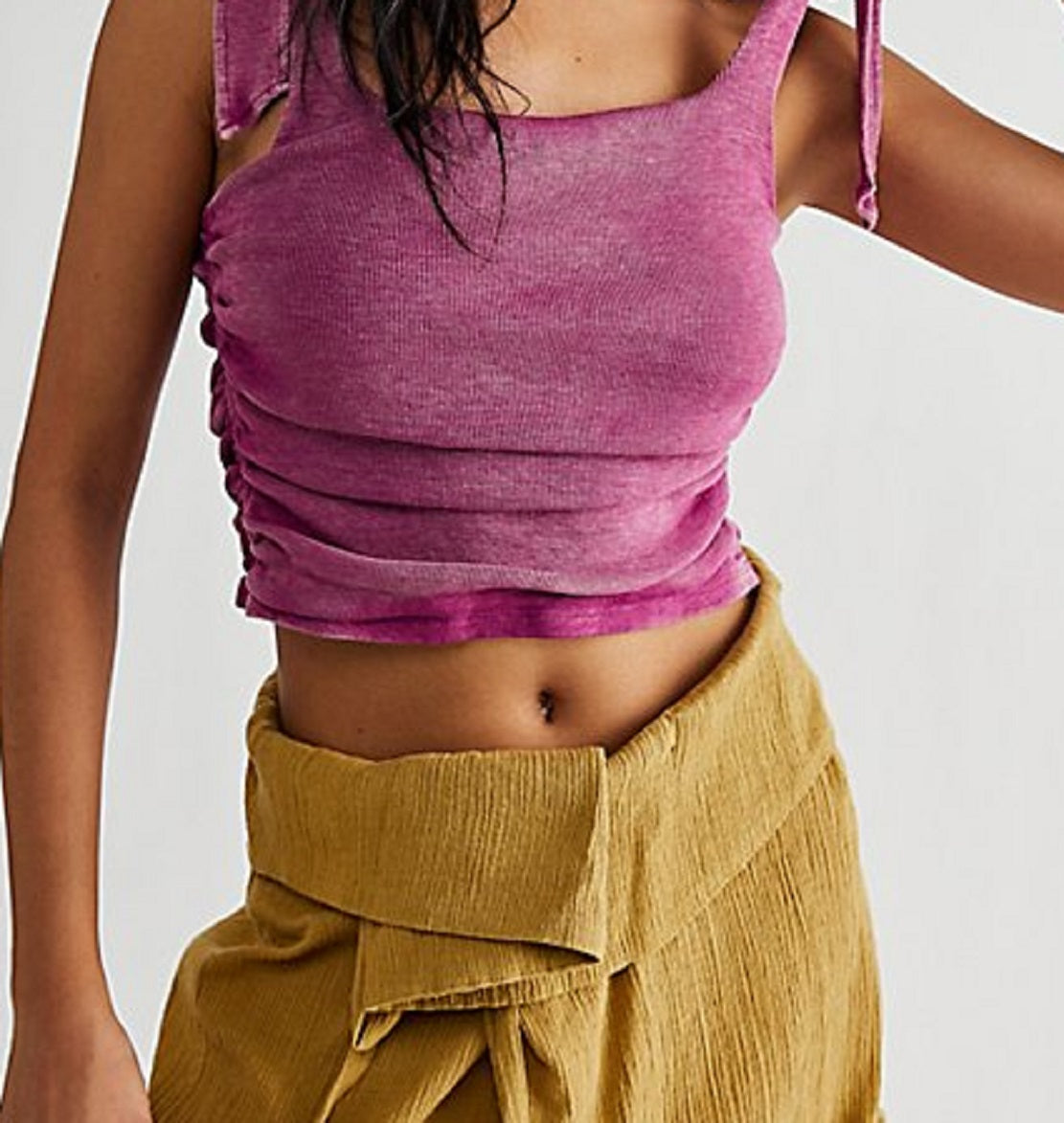 Free People Women's Boulevard Cotton Crop Top Purple Size Small