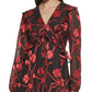 Kensie Dresses Women's Ruffled Zippered Lined Blouson Sleeve V Neck Short Formal Fit Flare Dress Black Size 12