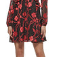 Kensie Dresses Women's Ruffled Zippered Lined Blouson Sleeve V Neck Short Formal Fit Flare Dress Black Size 12