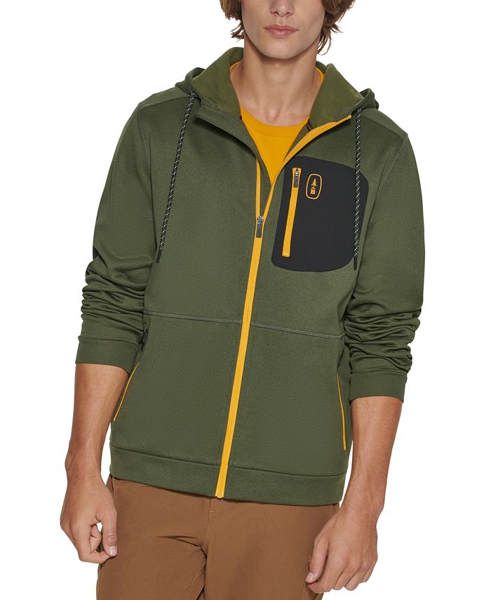 Bass Outdoor Men's Highline Trail Regular Fit Stretch Colorblocked Full Zip Hooded Track Jacket Green Size X-Large