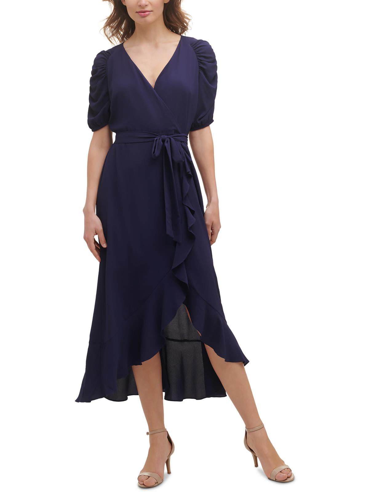 Kensie Women's Ruffled Long Maxi Dress Blue Size 6