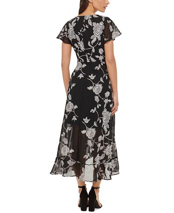 Kensie Women's Embroidered Midi Dress White Size 8