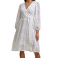 Kensie Women's Embroidered Faux Wrap Dress White Size 16
