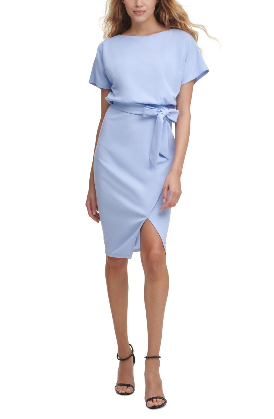Kensie Women's Blouson Wrap Dress Blue Size 8