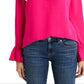 CeCe Women's Ruffle Detail V Neck Blouse Pink Size Small