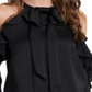 CeCe Women's Cold Shoulder Ruffle Blouse Black Size Small