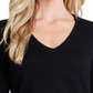 CeCe Women's Bow Tie Cuff Long Sleeve V Neck Sweater Black Size Small