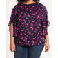 Vince Camuto Women's Floral Print Flutter Sleeve Blouse Pink Size 3X
