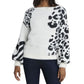 Vince Camuto Women's Animal Print Jacquard Fuzzy Sweater White Size Medium