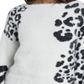 Vince Camuto Women's Animal Print Jacquard Fuzzy Sweater White Size Medium