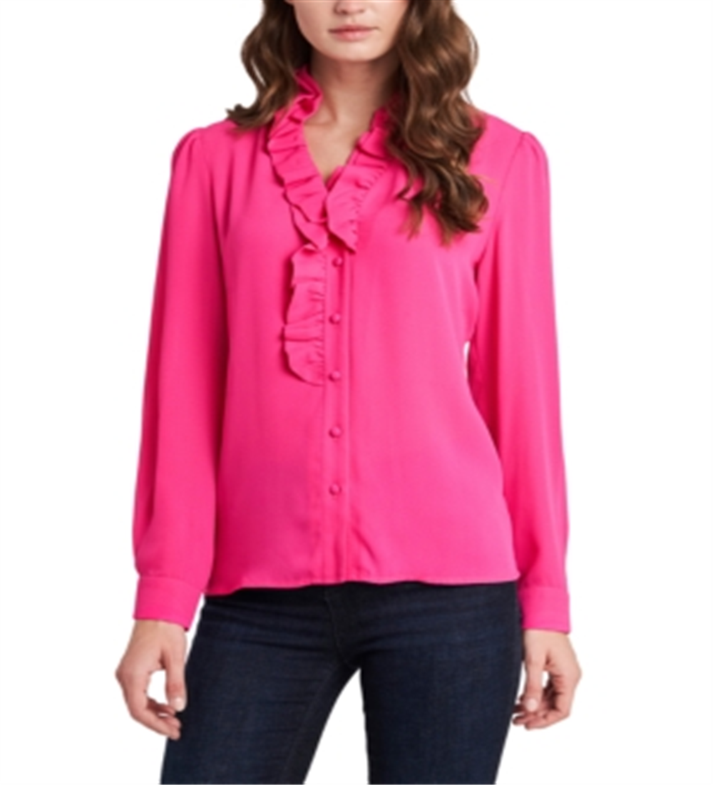 Riley & Rae Women's Piper Ruffled Blouse Pink Size Medium
