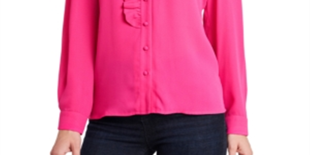Riley & Rae Women's Piper Ruffled Blouse Pink Size Medium