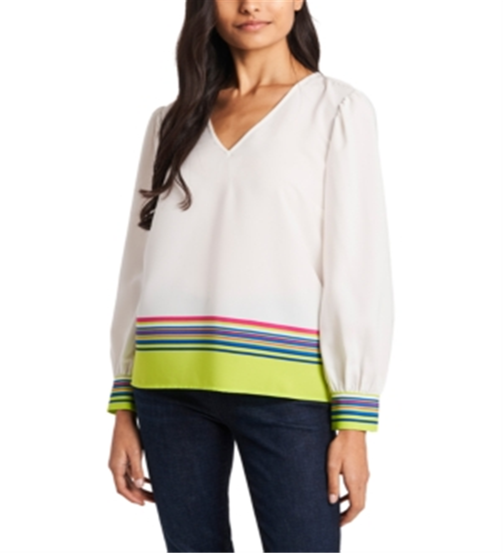 Riley & Rae Women's Eliza Stripe Blouse Green Size X-Small