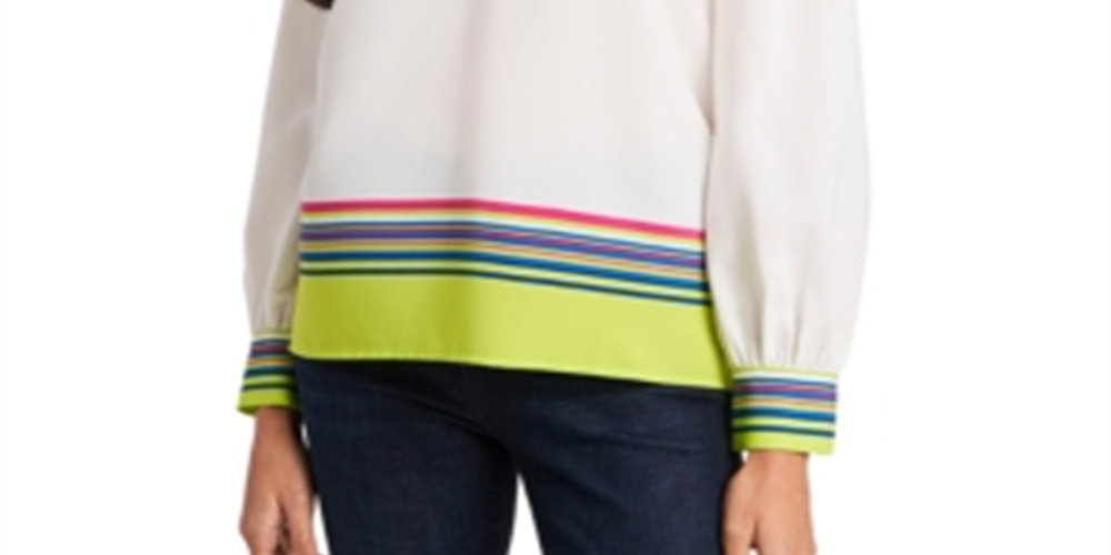 Riley & Rae Women's Eliza Stripe Blouse Green Size X-Small