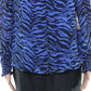 Vince Camuto Women's Animal Impression Smock Sleeve Blouse Blue Size Medium