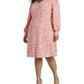 Vince Camuto Women's Animal Print Reset Long Sleeve Dress Orange Size 16W