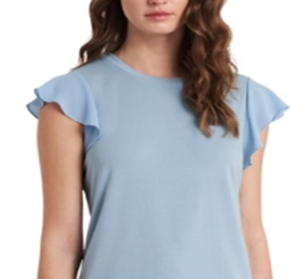 Riley & Rae Women's Suzi Flutter Sleeve Top Blue Size Large