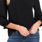 CeCe Women's Ruffle V Neck Blouse Black Size Small