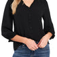 CeCe Women's Ruffle V Neck Blouse Black Size Medium