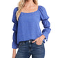 CeCe Women's Dot Tiered Puff Sleeve Blouse Blue Size X-Large