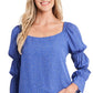 CeCe Women's Dot Tiered Puff Sleeve Blouse Blue Size X-Large