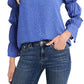 CeCe Women's Dot Tiered Puff Sleeve Blouse Blue Size X-Large