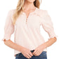 CeCe Women's Clip Dot Puff Sleeve Blouse Pink Size Large