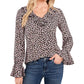 CeCe Women's Floral Ruffled Blouse Pink Size X-Small