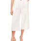 CeCe Women's Wide Leg Belted Waist Cropped Culotte Pants Beige Size 4