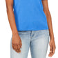Riley & Rae Women's Tobi Puff Sleeve Polo Shirt Blue Size Medium