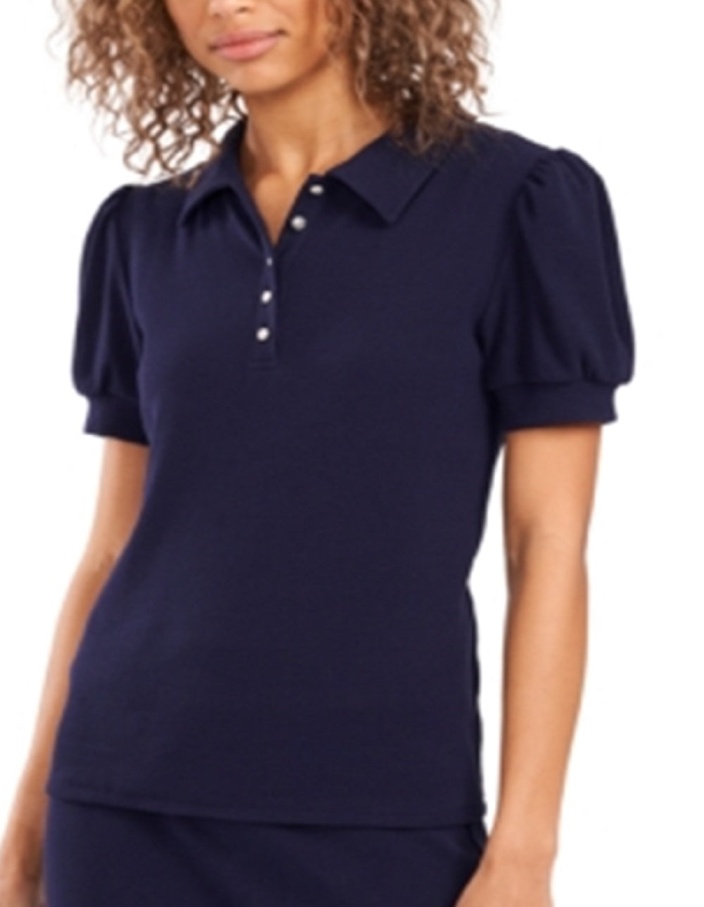 Riley & Rae Women's Tobi Puff Sleeve Polo Shirt Blue Size XX-Large