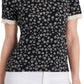 Riley & Rae Women's Perry Ditsy Print Lace Cuff Top Black Size X-Small