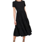 Riley & Rae Women's Lacey Tiered Puff Sleeve Dress Black Size Large