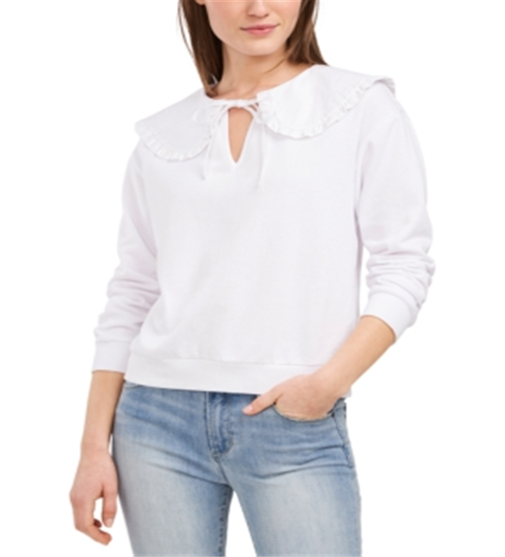 Riley & Rae Women's Blake Oversized Collar Sweatshirt Top White Size X-Large