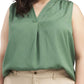 Vince Camuto Women's Pleated Sleeveless V Neck Top Green Size 2X