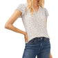 CeCe Women's Flutter Sleeve Floral Print Top Gray Size Small