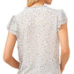 CeCe Women's Flutter Sleeve Floral Print Top Gray Size Small