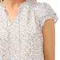 CeCe Women's Flutter Sleeve Floral Print Top Gray Size Small