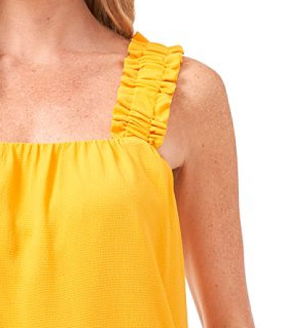 CeCe Women's Ruffle Sleeveless Swing Top Yellow Size Large