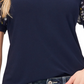 CeCe Women's Scattered Ditsy Puff Sleeve Mixed Media Top Blue Size Large