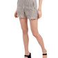 1.STATE Women's Stripe Ruffle Hem Linen Shorts Brown Size 8