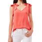 Riley & Rae Women's Coral Sleeveless V Neck Tank Top Orange Size Medium