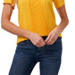 CeCe Women's Pin Tucked Blouse Top Yellow Size Medium